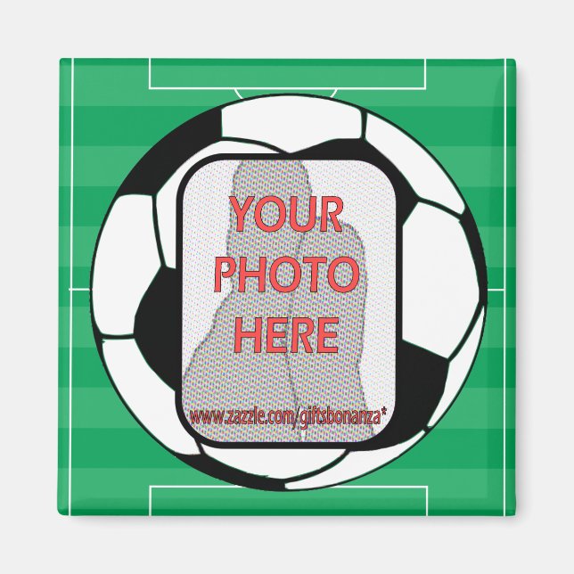 Customizable photo soccer ball magnets (Front)