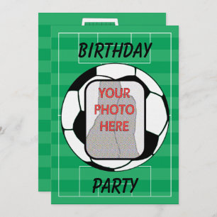 Customizable photo soccer ball party invitations