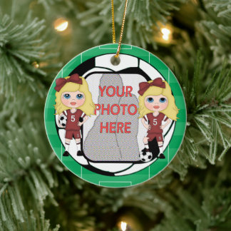 Customizable photo soccer Girl award ornament