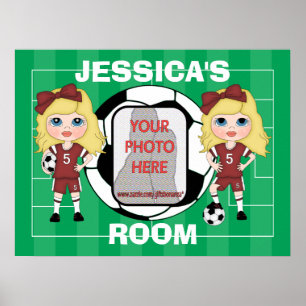 Customizable photo soccer girl room posters