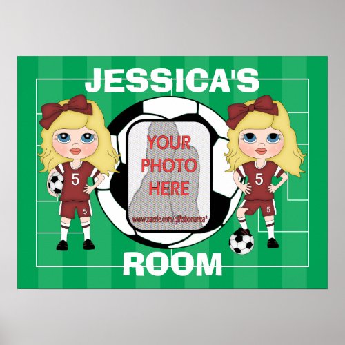 Customizable photo soccer girl room posters