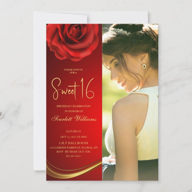 Customizable photo Sweet 16 Invitation (Front)