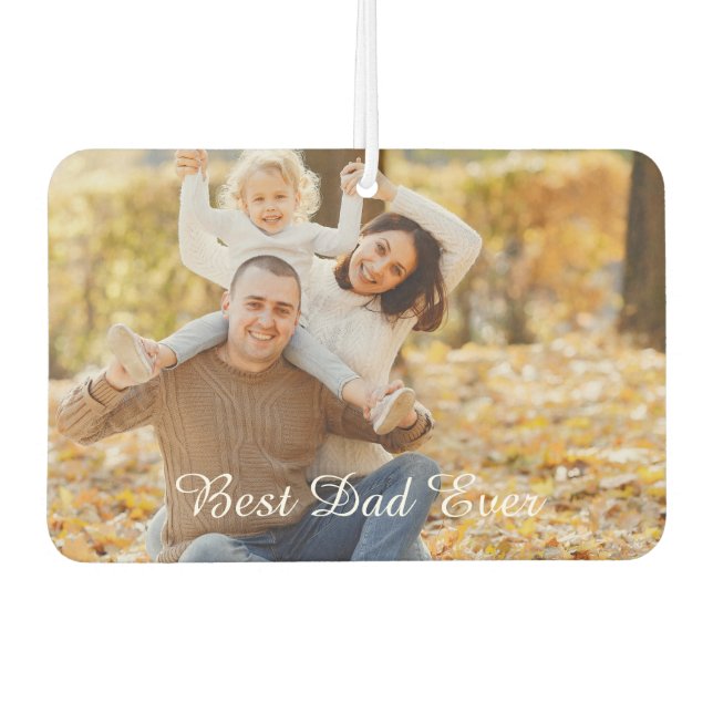 Customizable Photo & Text 'Best Dad Ever' Keepsake Air Freshener (Front)