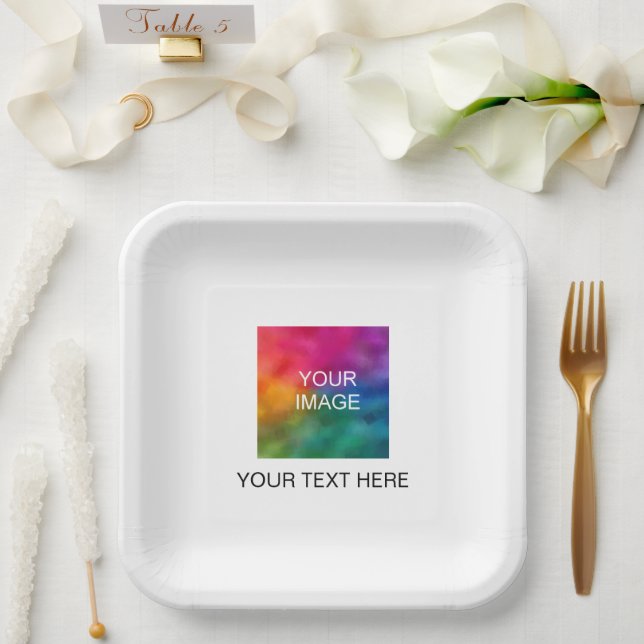 Customizable Photo Text Event Party Baby Shower Paper Plates (Wedding)