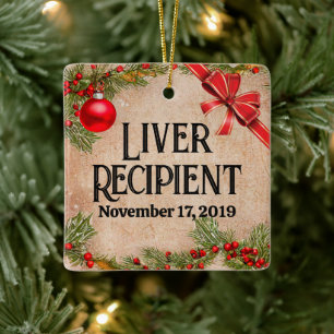 Customizable Photo Transplant Recipient Christmas Ceramic Ornament