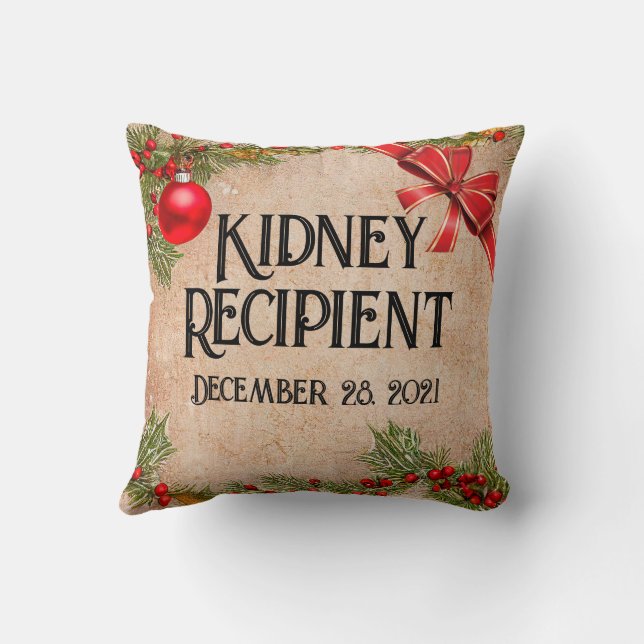 Customizable Photo Transplant Recipient Christmas Throw Pillow (Back)