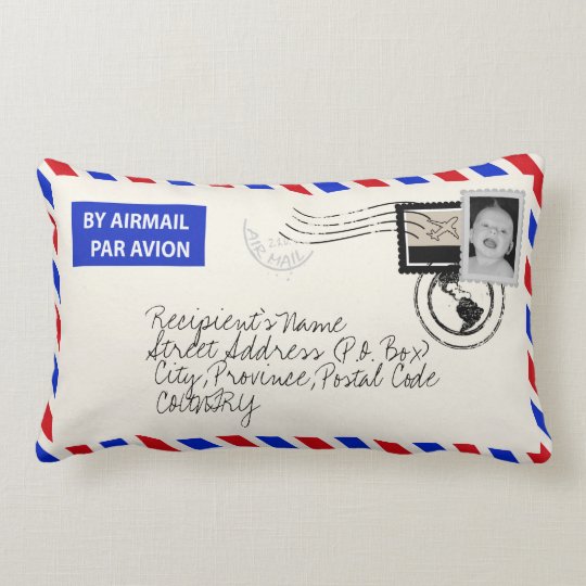 Customizable Photo Upload Airmail Envelope Pillow Zazzle Com