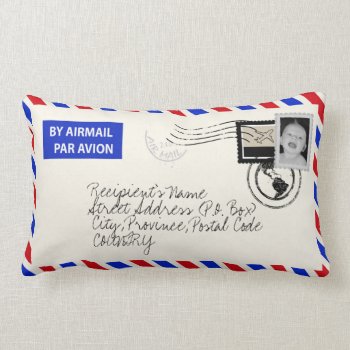 Customizable Photo Upload Airmail Envelope Pillow by StyledbySeb at Zazzle
