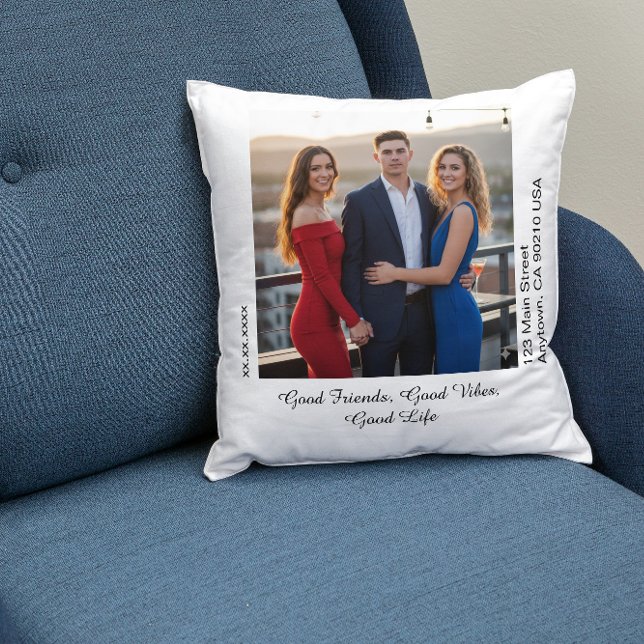 Customizable Photo Upload Personalized Memory Throw Pillow (chair)