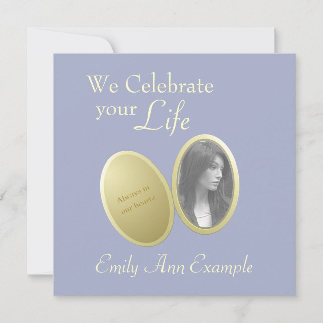 Customizable Photo: Wake / (Living) Funeral Invitation (Front)
