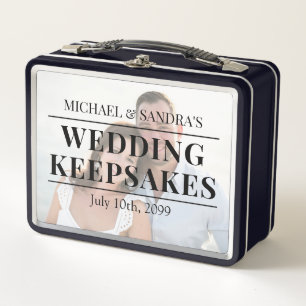 Customizable Photo Wedding Keepsakes Metallic Box
