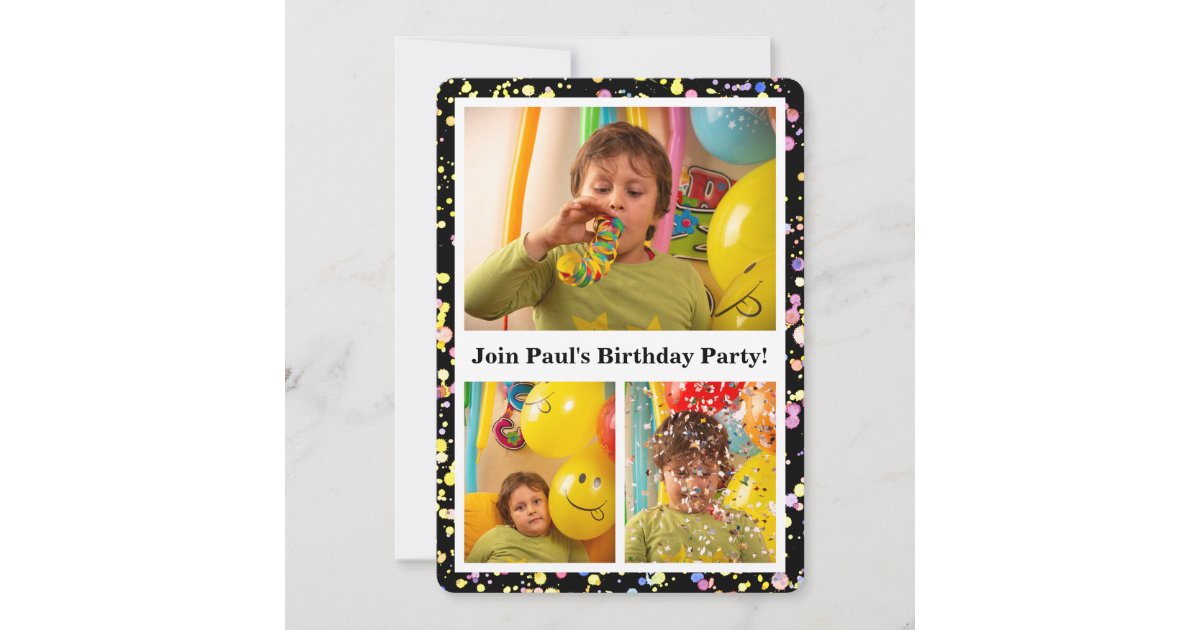 Customizable Photos Confetti Design Birthday Party Invitation | Zazzle