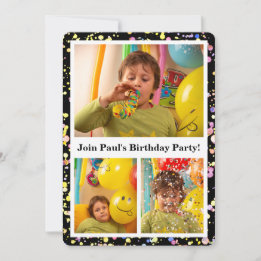 Customizable Photos Confetti Design Birthday Party Invitation