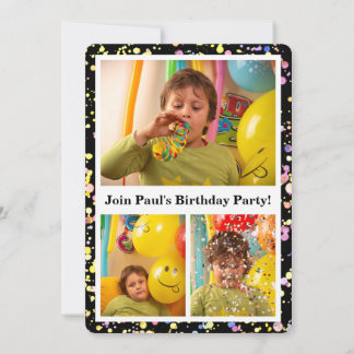 Customizable Photos Confetti Design Birthday Party Invitation