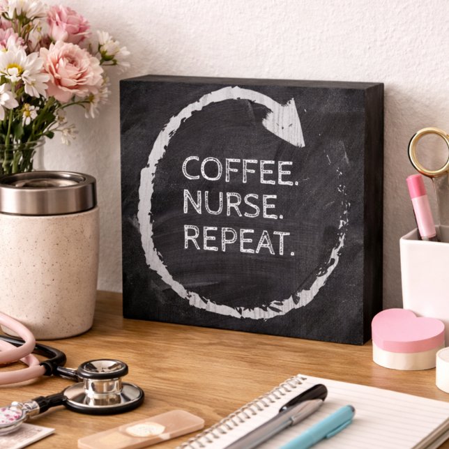 Customizable Phrase Coffee Nurse Repeat Wooden Box Sign (Creator Uploaded)