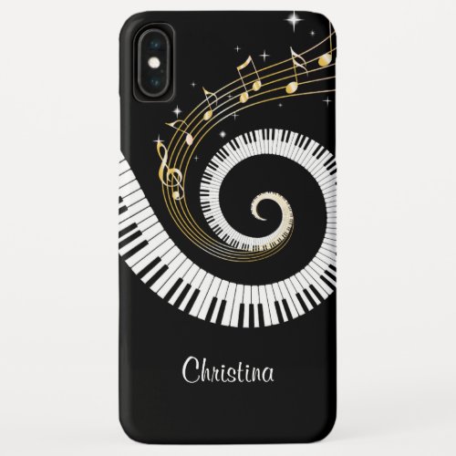 Customizable Piano Keys and Gold Music Notes iPhone XS Max Case