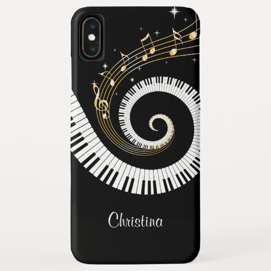 Customizable Piano Keys and Gold Music Notes iPhone XS Max Case