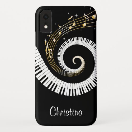 Customizable Piano Keys and Gold Music Notes iPhone XR Case