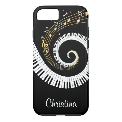 Customizable Piano Keys and Gold Music Notes iPhone 87 Case