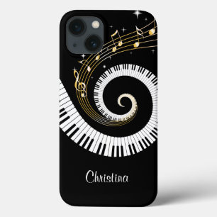 Customizable Piano Keys and Gold Music Notes iPhone 13 Case