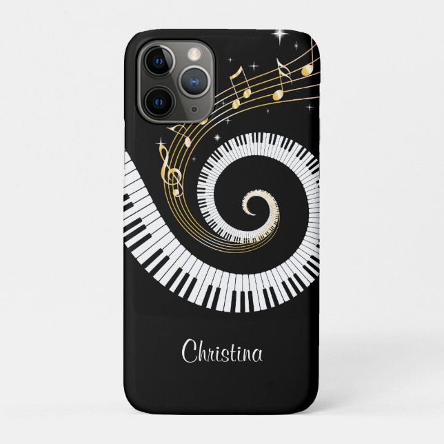 Customizable Piano Keys and Gold Music Notes Case-Mate iPhone Case (Back)