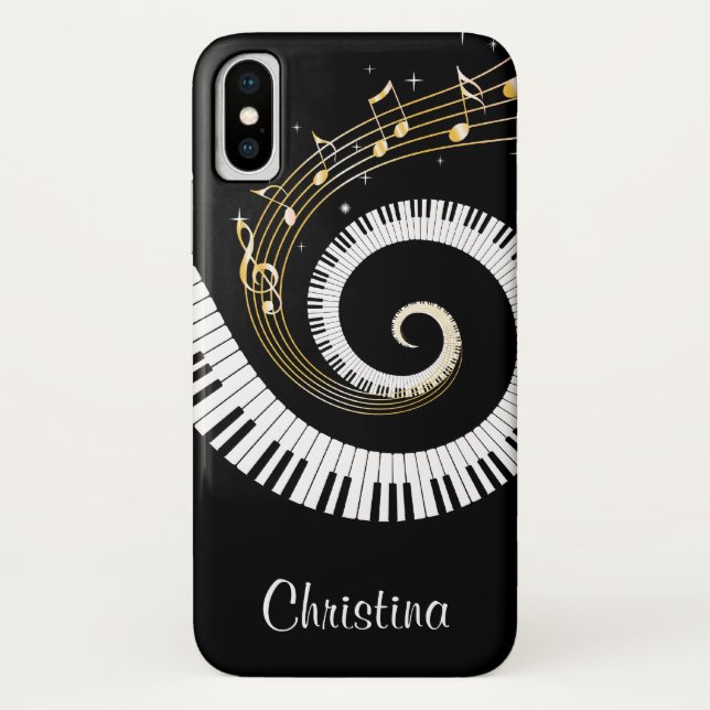 Customizable Piano Keys and Gold Music Notes Case-Mate iPhone Case (Back)