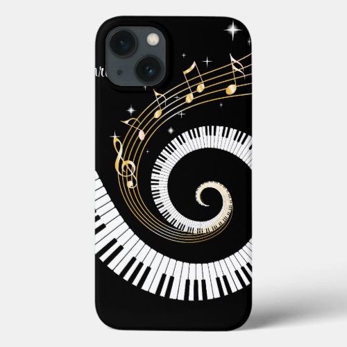 Customizable Piano Keys and Gold Music Notes iphon iPhone 13 Case