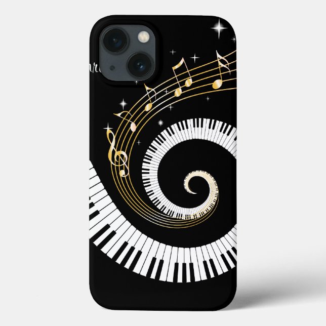 Customizable Piano Keys and Gold Music Notes iphon Case-Mate iPhone Case (Back)