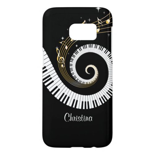 Customizable Piano Keys and Gold Music Notes iphon Samsung Galaxy S7 Case
