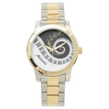 Customizable Piano Keys And Gold Music Notes Watch by giftsbonanza at Zazzle