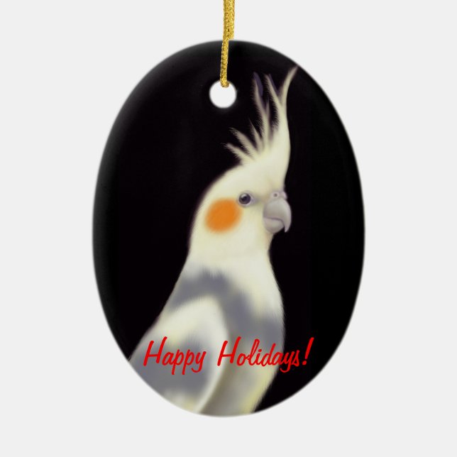 Customizable Pied Cockatiel Ornament (Front)