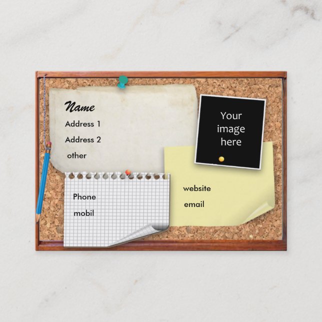 Customizable Pinboard Business Card (Front)