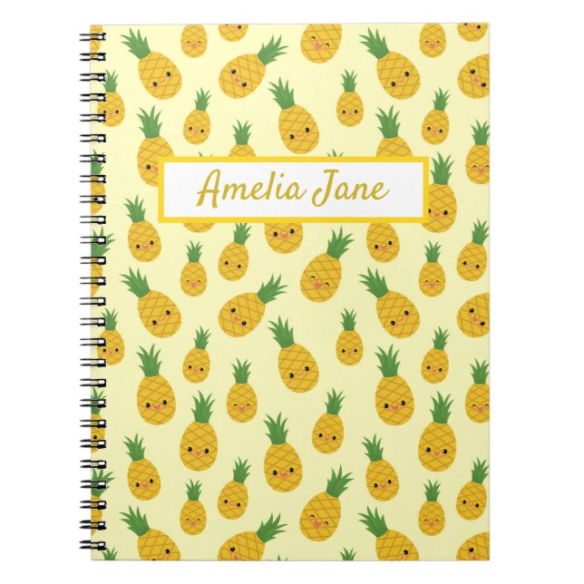 Customizable Pineapple Print Notebook (Front)