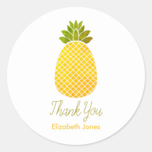 Customizable Pineapple Thank You Classic Round Sticker