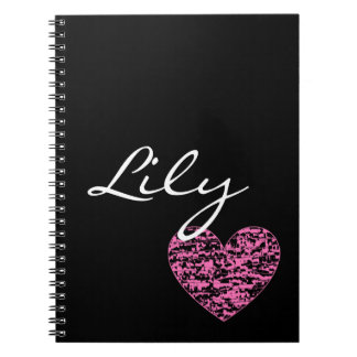 Customizable Pink Abstract Crackle Heart Notebook