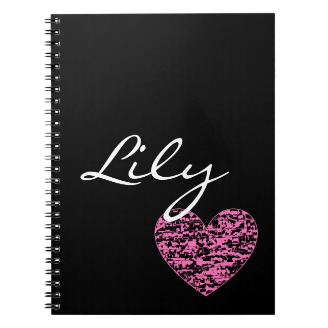 Customizable Pink Abstract Crackle Heart Notebook (Front)