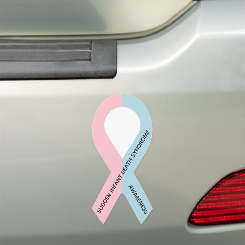 Customizable Pink and Light Blue Awareness Ribbon Car Magnet