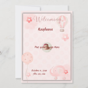 Customizable Pink-Baby-Girl-Birth-Announcement Invitation