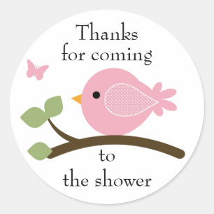 Customizable pink bird round sticker