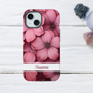 Customizable Pink Blossom Floral Flower iPhone 15 Case