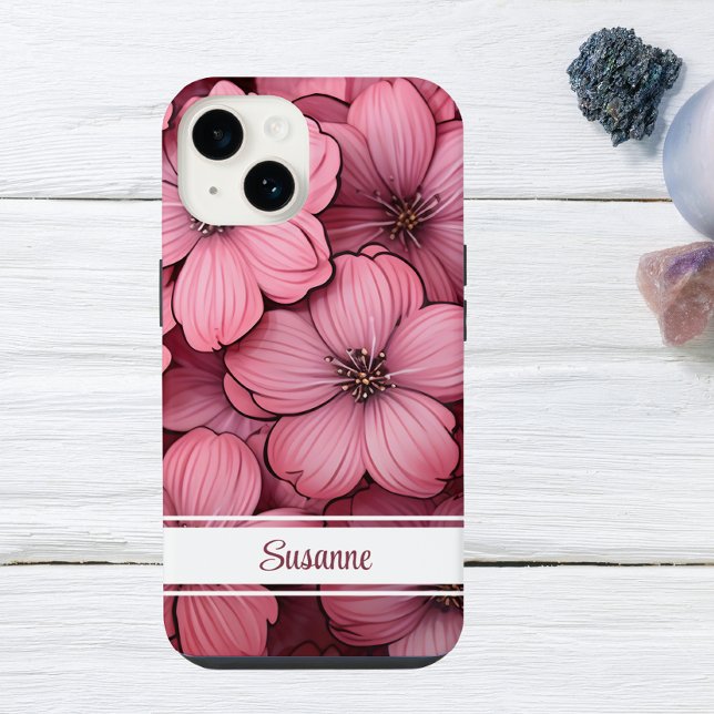 Customizable Pink Blossom Floral Flower iPhone Case (Creator Uploaded)