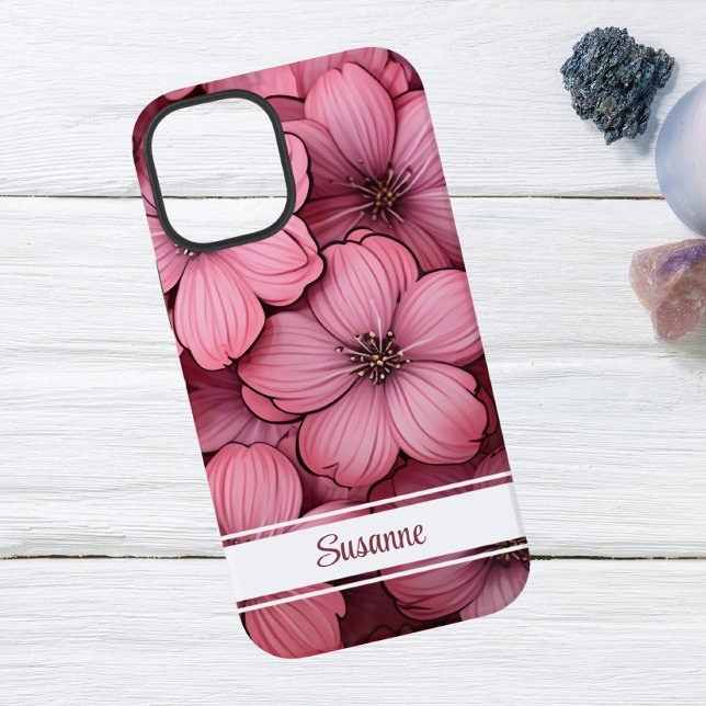 Customizable Pink Blossom Floral iPhone 12 Case (Creator Uploaded)
