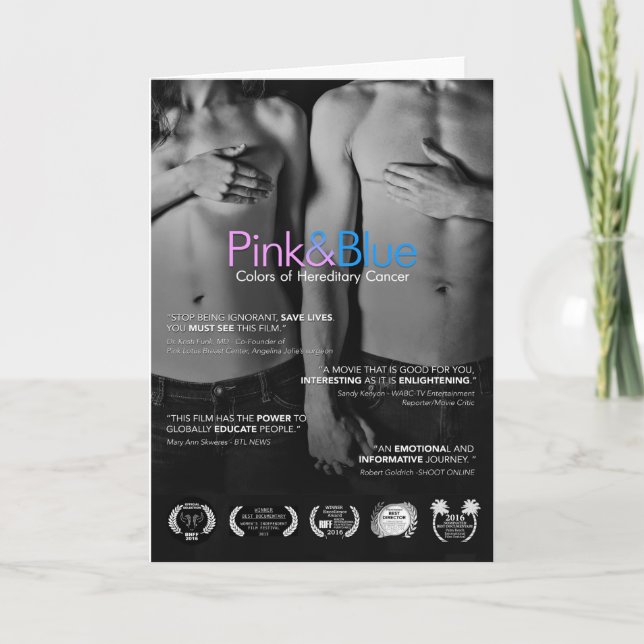 Customizable Pink & Blue Holiday Greeting Card (Front)