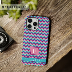 Customizable Pink Blue Purple Chevron Pattern iPhone 15 Pro Max Case