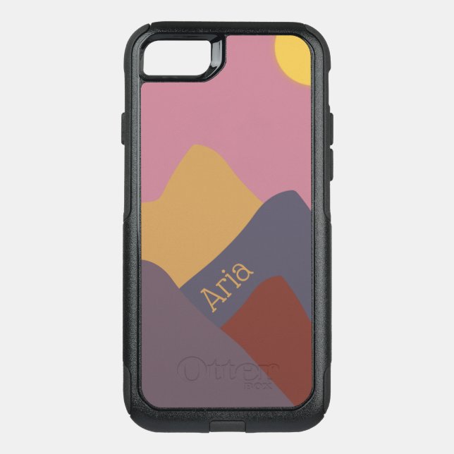 Customizable Pink Boho Mountains Otterbox  iPhone Case (Back)