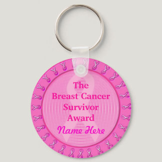 Customizable Pink  Breast Cancer Award Medal Keychain