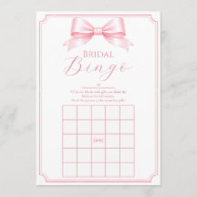 Customizable Pink Bridal Shower Bingo Gift Game 