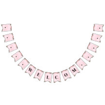 Customizable Pink Bunting Banner - Welcome