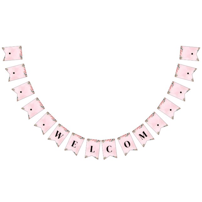 Customizable Pink Bunting Banner - Welcome (All)