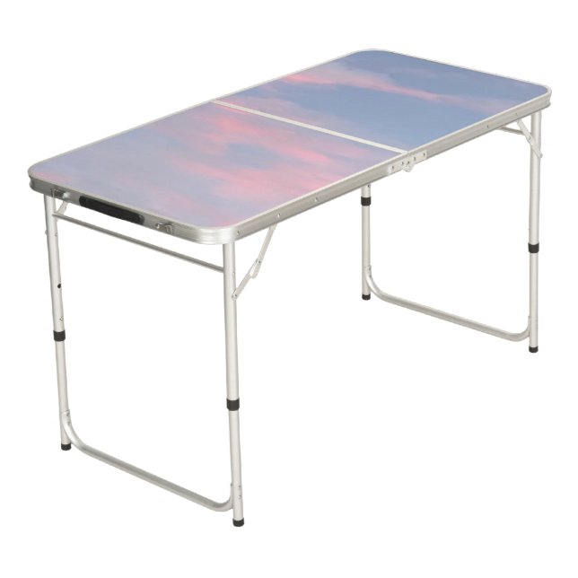 Customizable Pink Clouds Beer Pong Table (Angled)